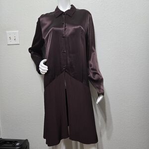 Lilith Elegant Eggplant Satin Coat Size M